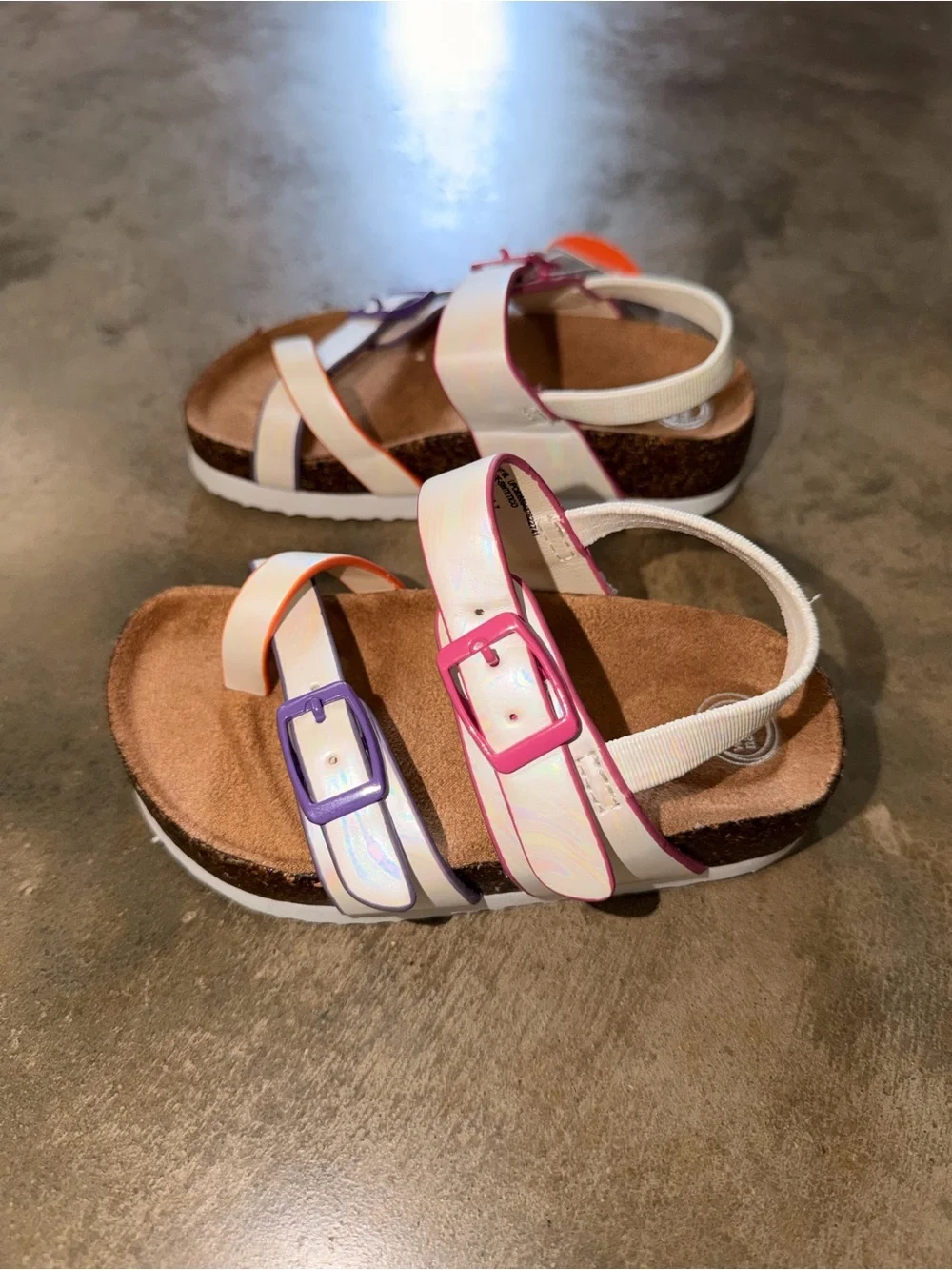 Wonder Nation Girls Iridescent Comfort Footbed Sandals Pink Purple NWT Size 7